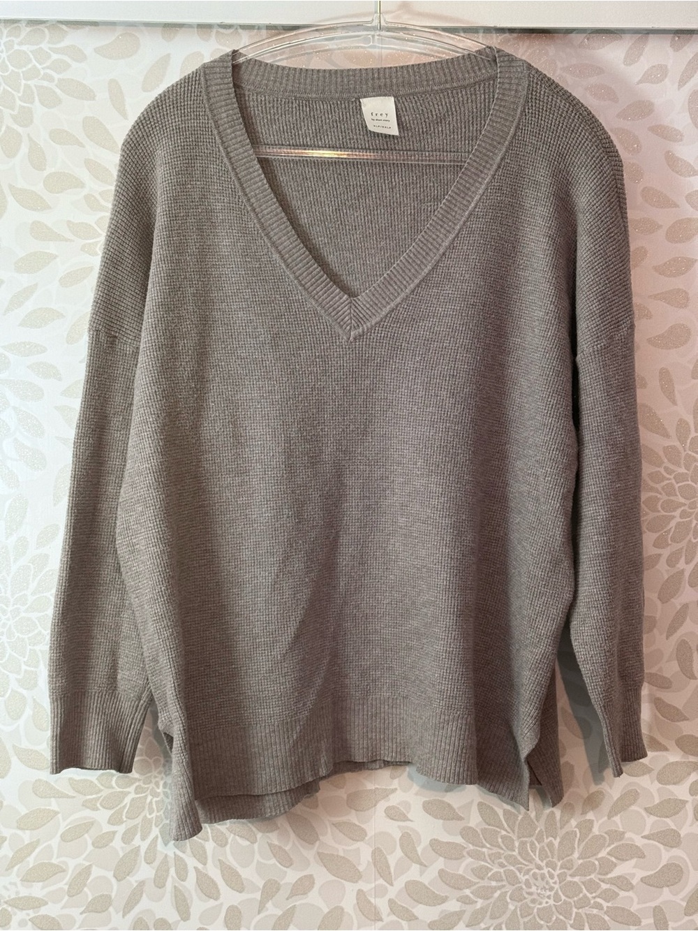 Frey By Short Story Women’s XLP XL Petite XXLP Beige V Neck Pullover Sweater